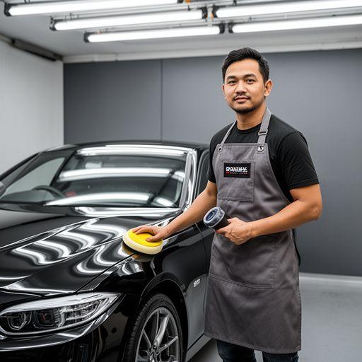 Founder Ridwan Yusof inspecting the bonnet of a freshly coated car